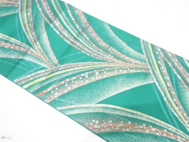 JAPANESE KIMONO / ANTIQUE FUKURO OBI / SILK / WOVEN LEAVES & SCATTERED FOIL